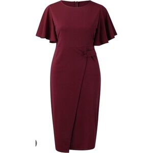 Elegant Midi Dress Flutter Sleeve‎ Party Cocktail Occasion 3XL